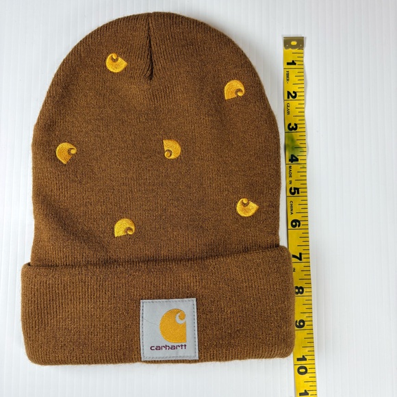 Carhartt Unisex Beanie in Brown with Gold Logo Accents OS - Picture 5 of 6